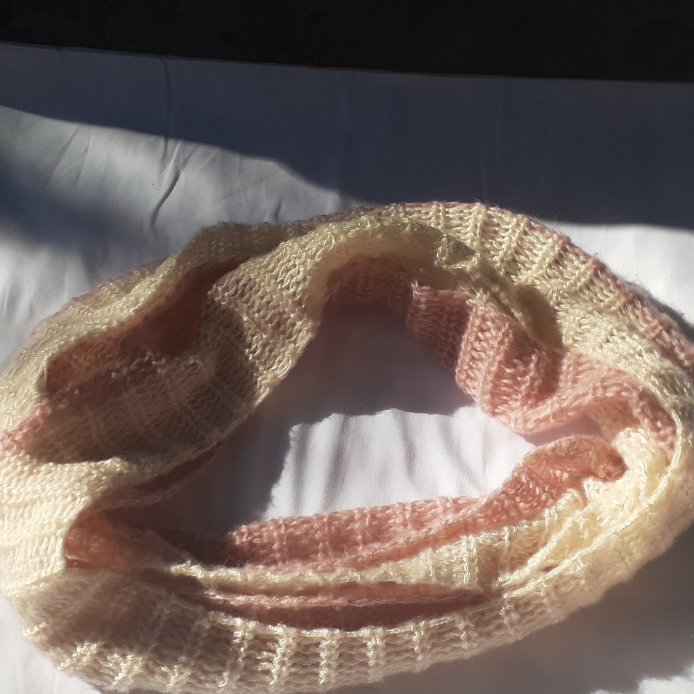 Pink and white glittery circle scarf